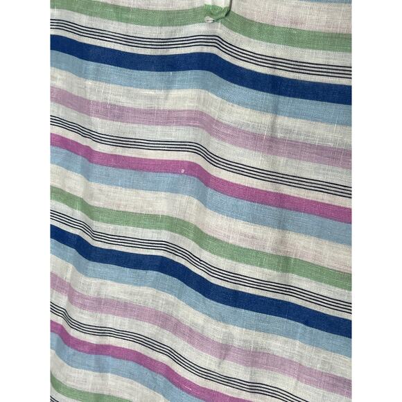 Talbots size XLP shirt pop over 100% linen roll tab sleeve striped multicolor - Picture 3 of 8